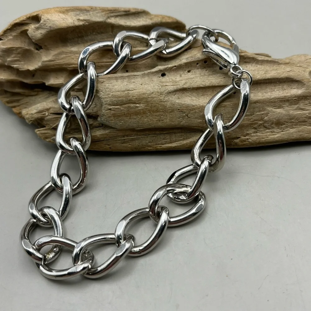 Silver Chunky Chain Link Bracelet -Statement Jewelry